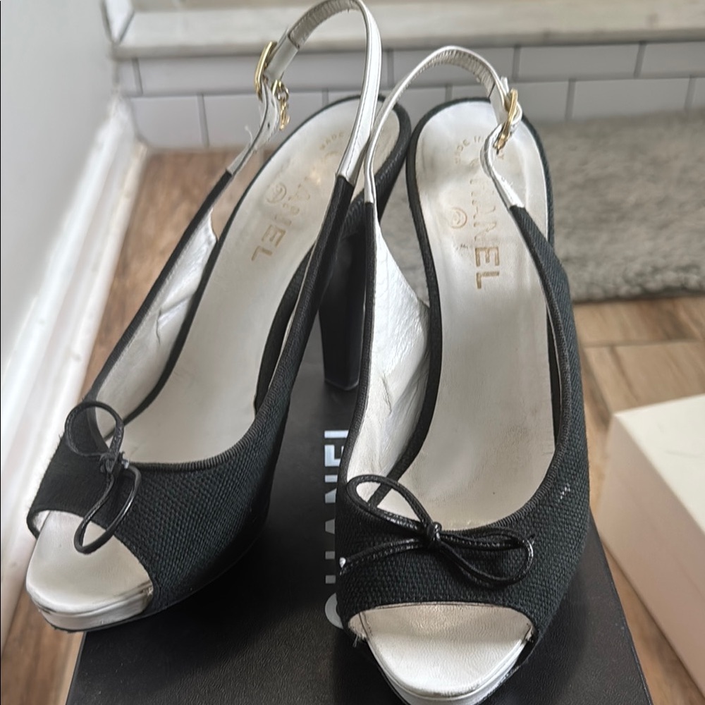 Chanel Black Slingback Heels